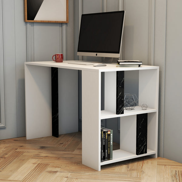 Radni stol Lima - White, Black Marble-Vasdom.hr