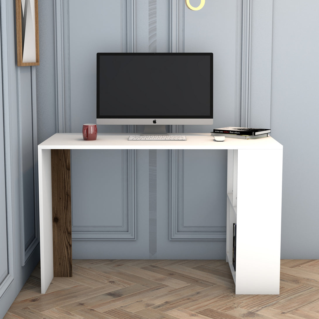 Radni stol Lima - White, Walnut-Vasdom.hr