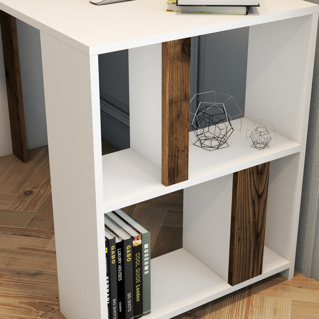 Radni stol Lima - White, Walnut-Vasdom.hr