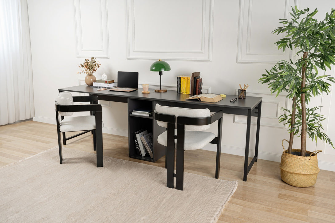 Radni stol Twin Study Desk - Anthracite, Black-Vasdom.hr