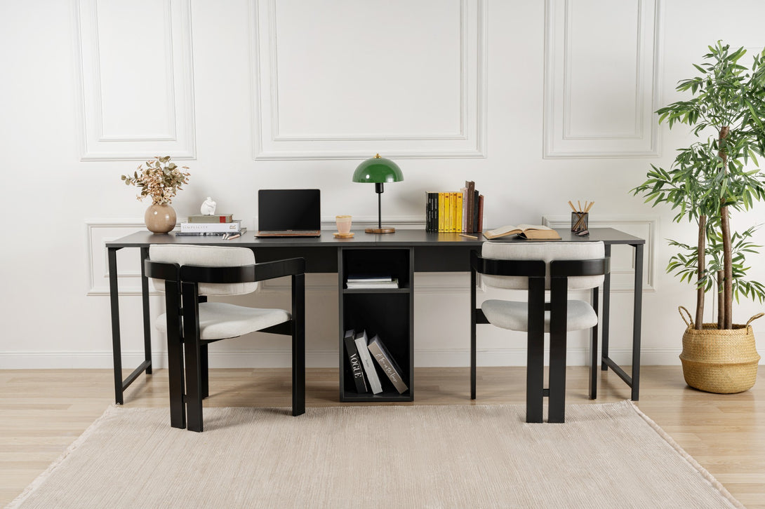 Radni stol Twin Study Desk - Anthracite, Black-Vasdom.hr