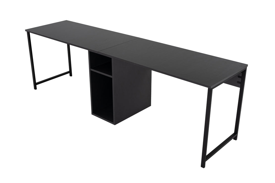 Radni stol Twin Study Desk - Anthracite, Black-Vasdom.hr