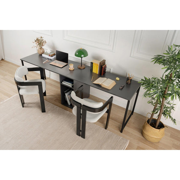 Radni stol Twin Study Desk - Anthracite, Black-Vasdom.hr