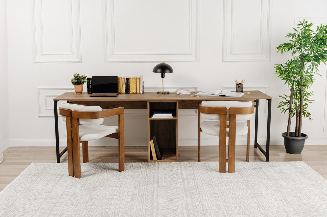 Radni stol Twin Study Desk - Atlantic Pine, Black-Vasdom.hr