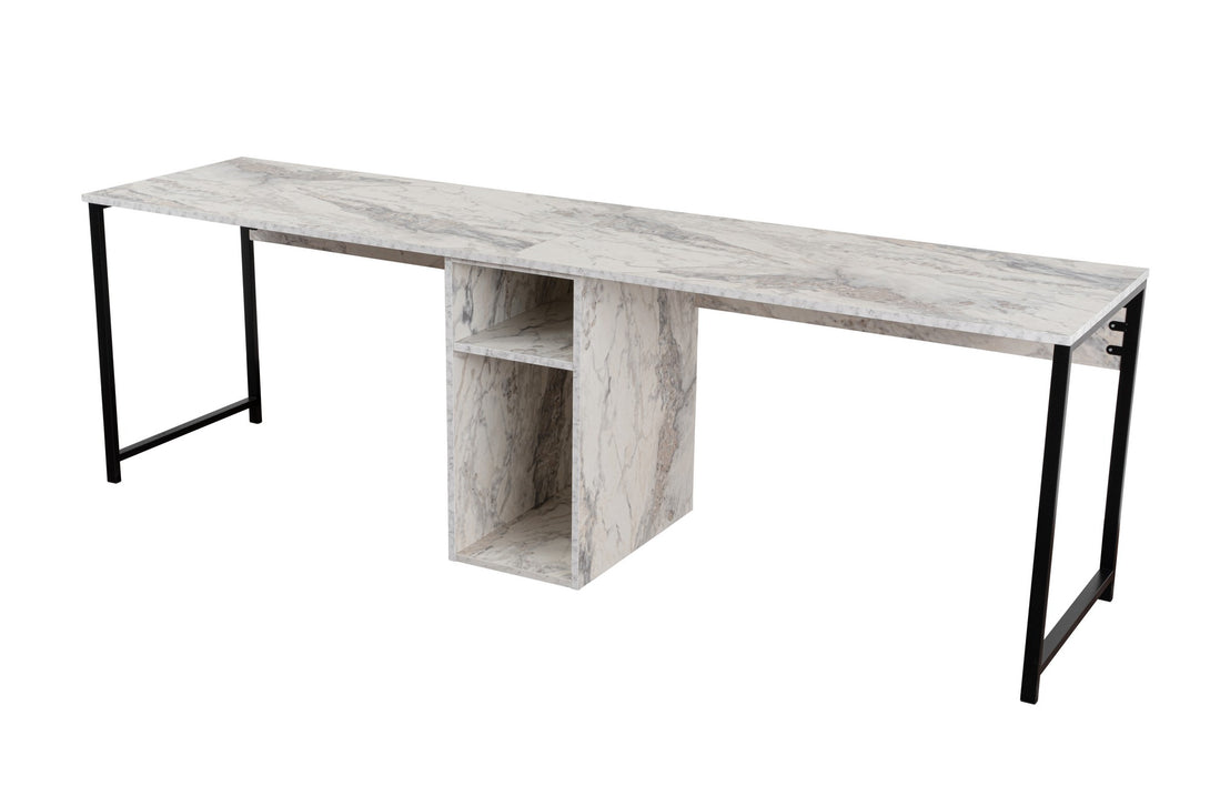 Radni stol Twin Study Desk - Freesia Marble, Black-Vasdom.hr