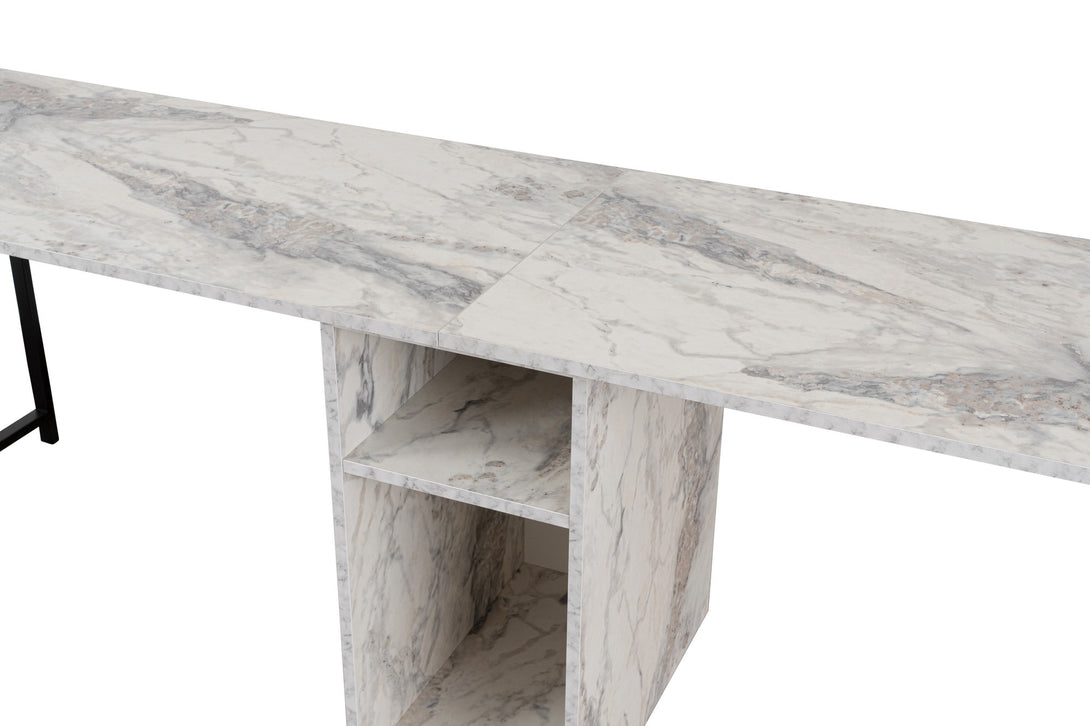 Radni stol Twin Study Desk - Freesia Marble, Black-Vasdom.hr