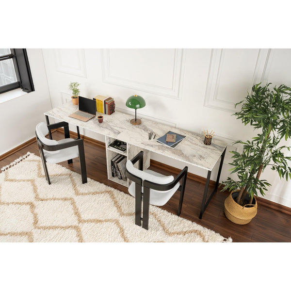 Radni stol Twin Study Desk - Freesia Marble, Black-Vasdom.hr