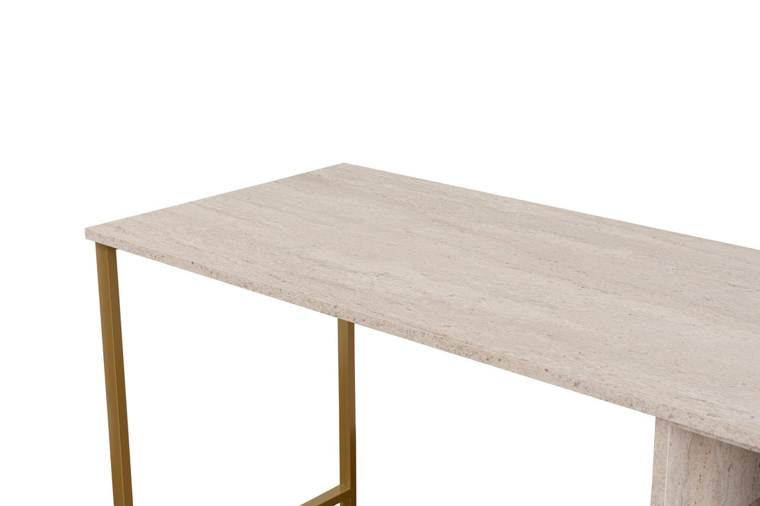Radni stol Twin Study Desk - Travertine, Gold-Vasdom.hr