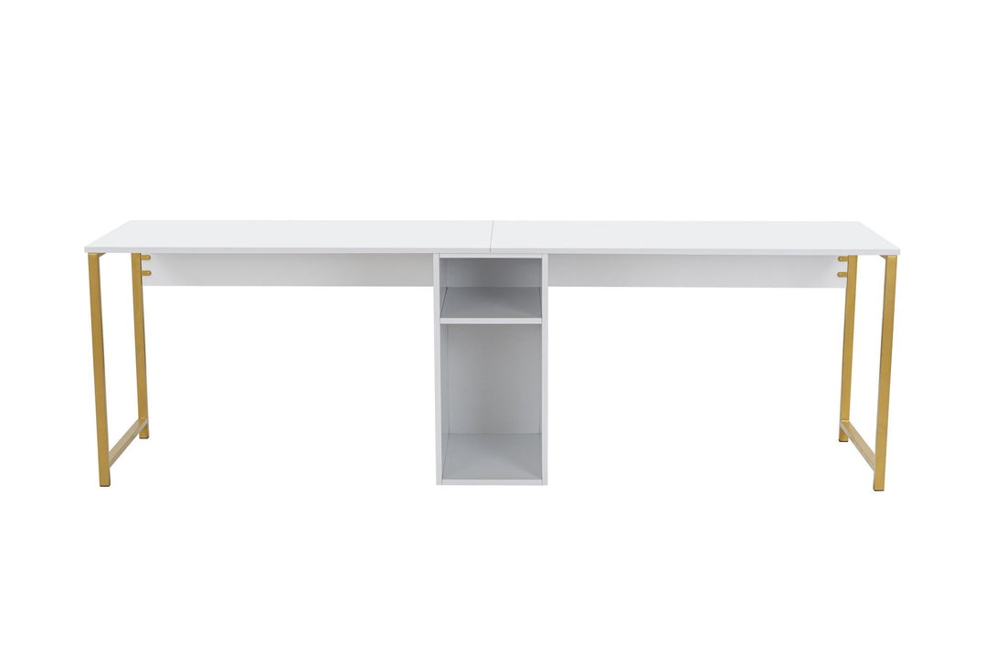 Radni stol Twin Study Desk - White, Gold-Vasdom.hr