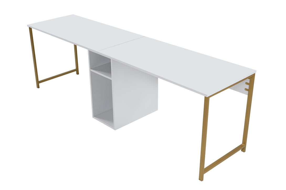 Radni stol Twin Study Desk - White, Gold-Vasdom.hr