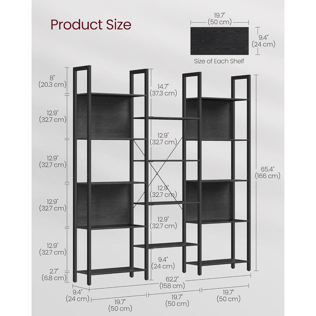 Regal za knjige s 14 polica, 24 x 158 x 166 cm, crne boje | VASAGLE-Vasdom.hr