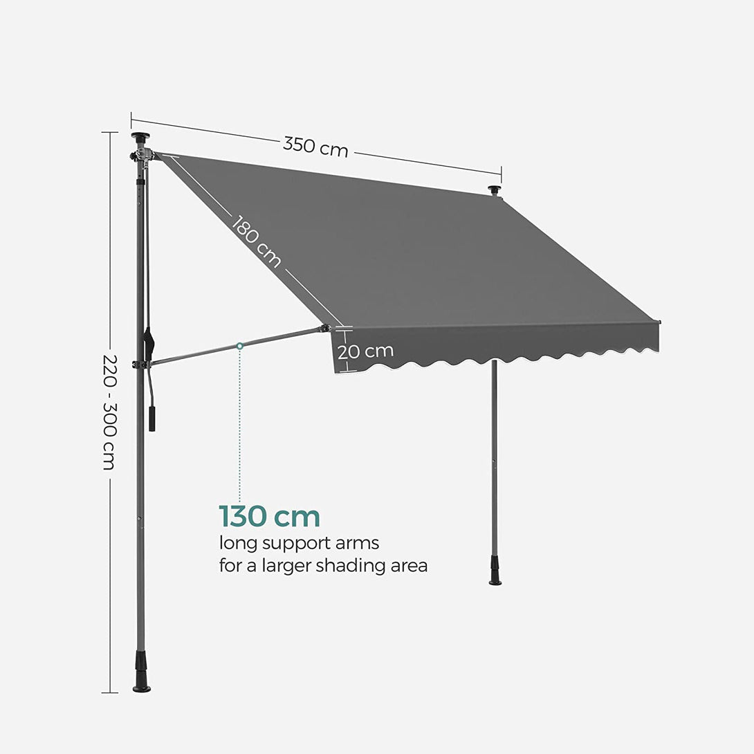 Rolo tenda, 350 x 130 cm, za balkon ili terasu, antracit boje | SONGMICS-Vasdom.hr