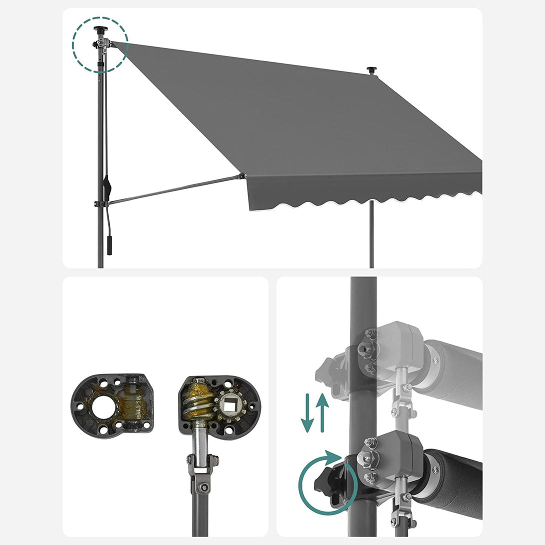 Rolo tenda, 350 x 130 cm, za balkon ili terasu, antracit boje | SONGMICS-Vasdom.hr