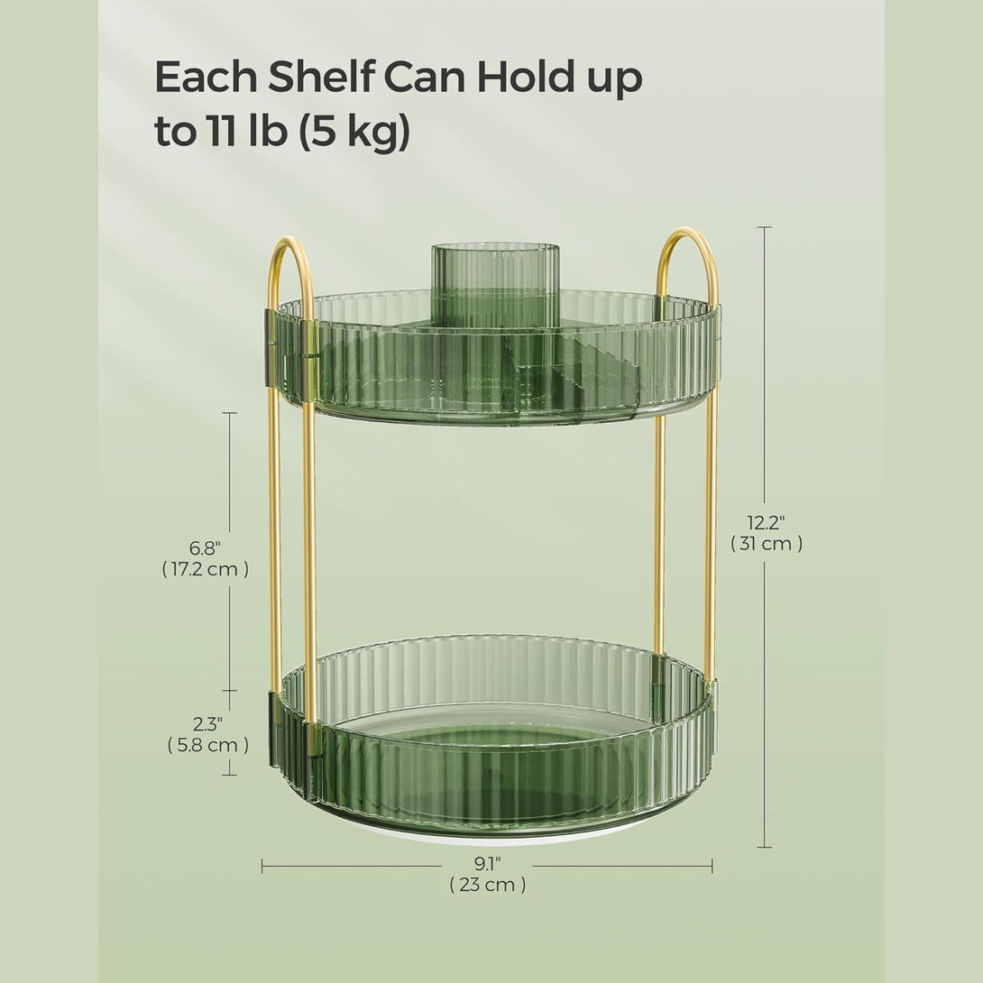 Rotirajući organizator kozmetike na dvije razine, svjetlo zeleni i zlatni | SONGMICS-Vasdom.hr