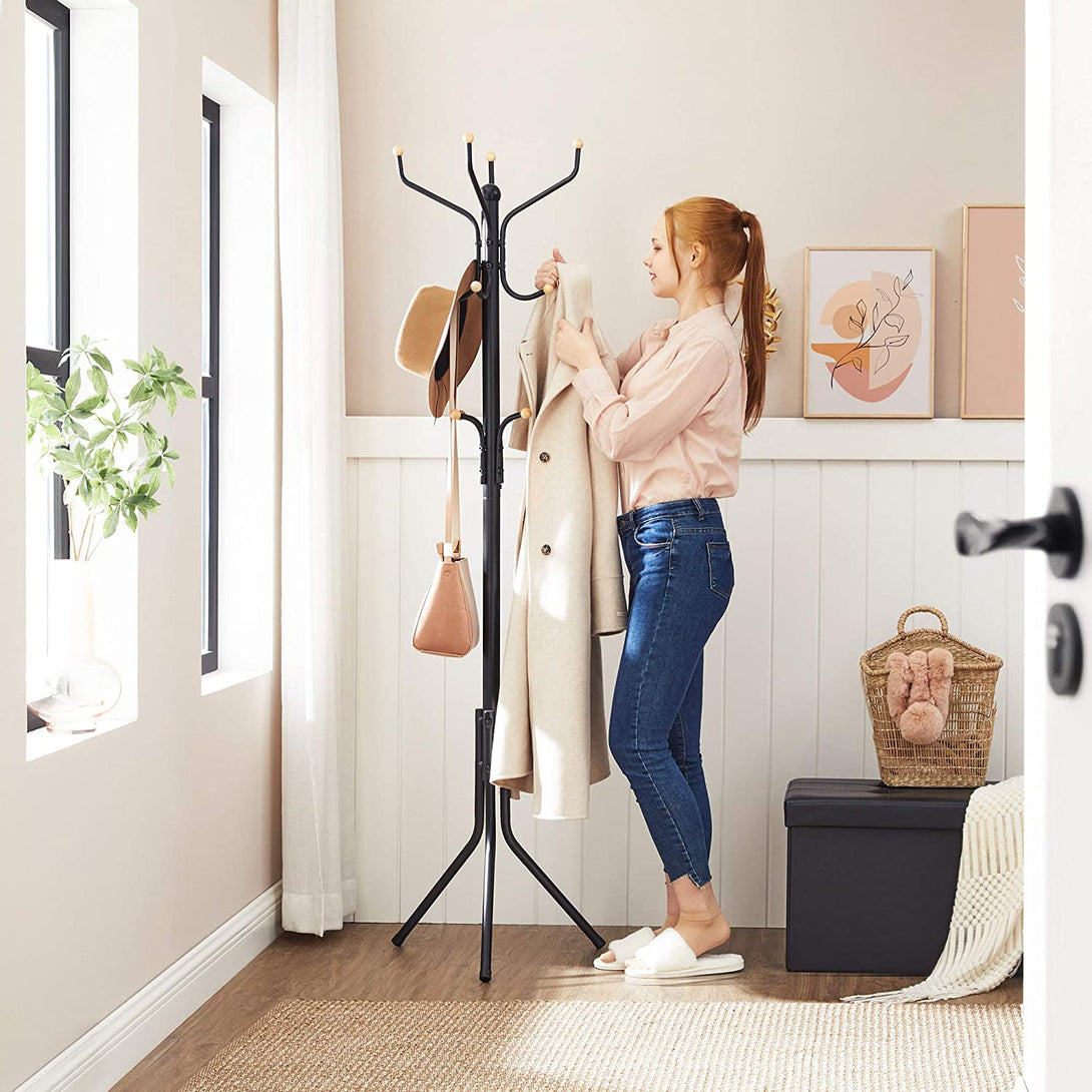 Samostojeća metalna vješalica za kapute, odjeću, visoka 182cm, crna | SONGMICS-Vasdom.hr