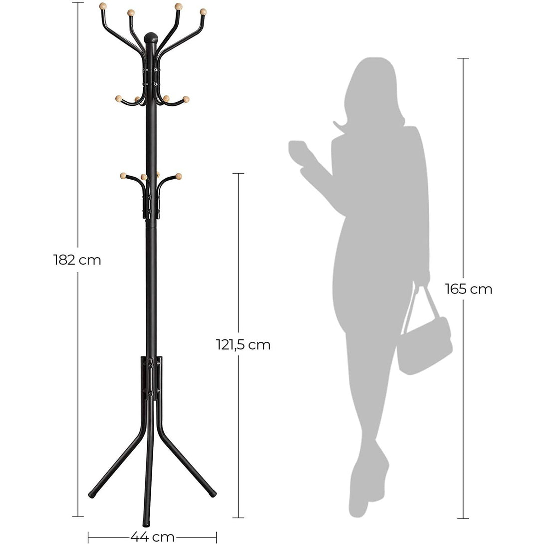 Samostojeća metalna vješalica za kapute, odjeću, visoka 182cm, crna | SONGMICS-Vasdom.hr