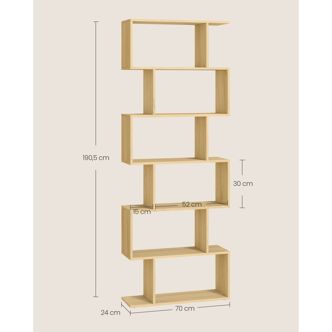 Samostojeća polica na 6 razina, 24 x 70 x 190,5 cm, prirodna boja hrasta | VASAGLE-Vasdom.hr