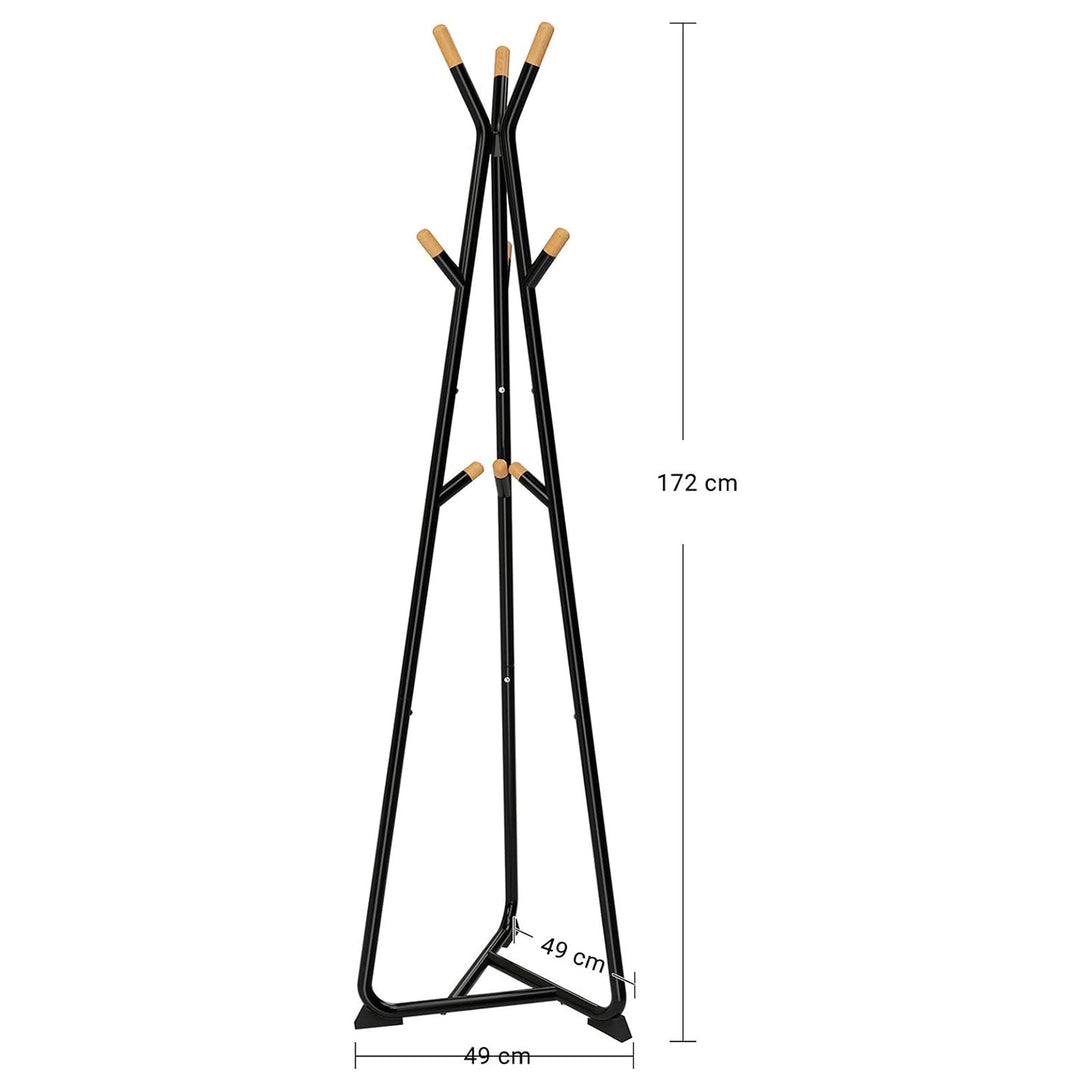 Samostojeći stalak za kapute s 9 kuka, stalak za odjeću, torbe i šešire, crni | SONGMICS-Vasdom.hr