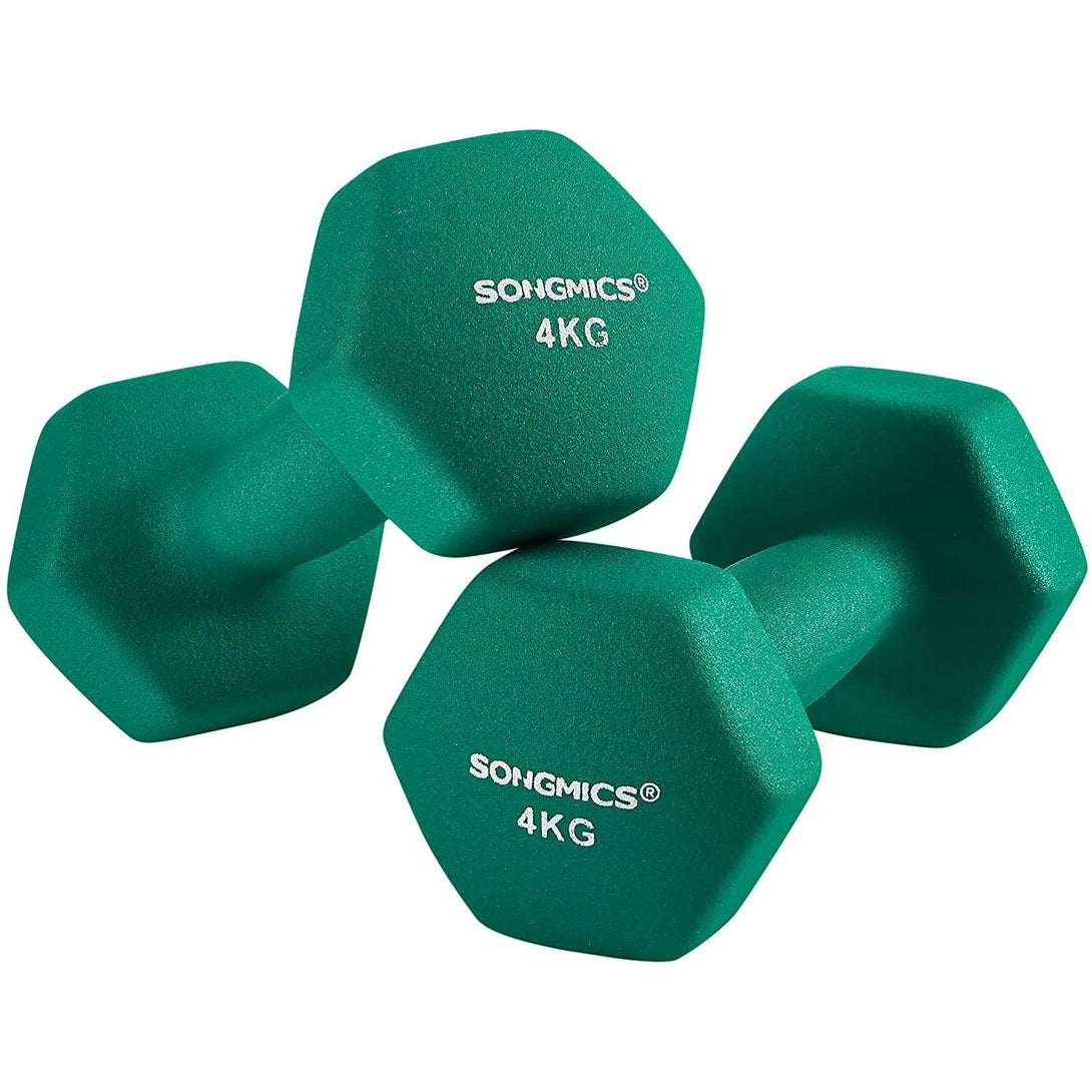 set bučica, 2-dijelni set bučica s protukliznom mat površinom 2 x 4 kg, zelena | SONGMICS-Vasdom.hr