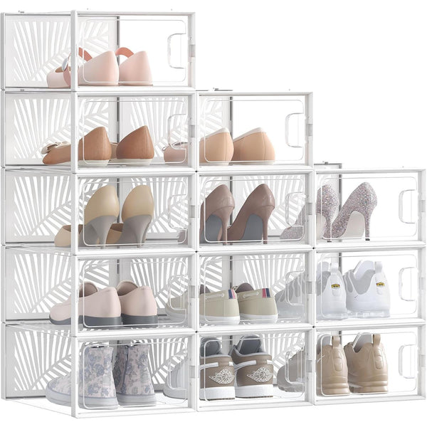 Set od 12 plastičnih, prozirnih kutija za obuću, 33,5 x 23 x 14 cm, bijele | SONGMICS-Vasdom.hr