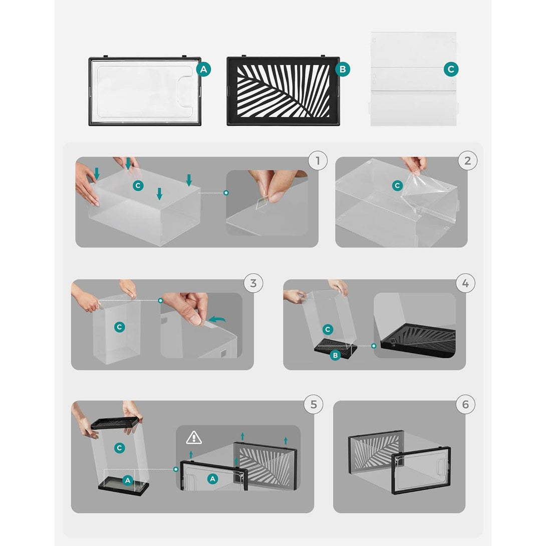 Set od 18 kutija za cipele, kutije za pohranu koje se mogu složiti, prozirno-crne | SONGMICS-Vasdom.hr