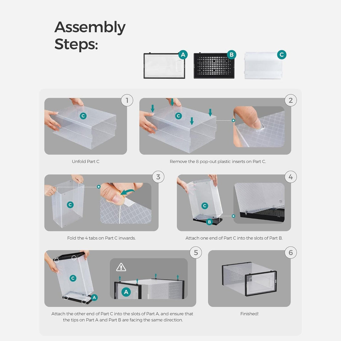Set od 18 kutija za cipele, kutije za pohranu koje se mogu sloziti, prozirno-crne | SONGMICS-Vasdom.hr