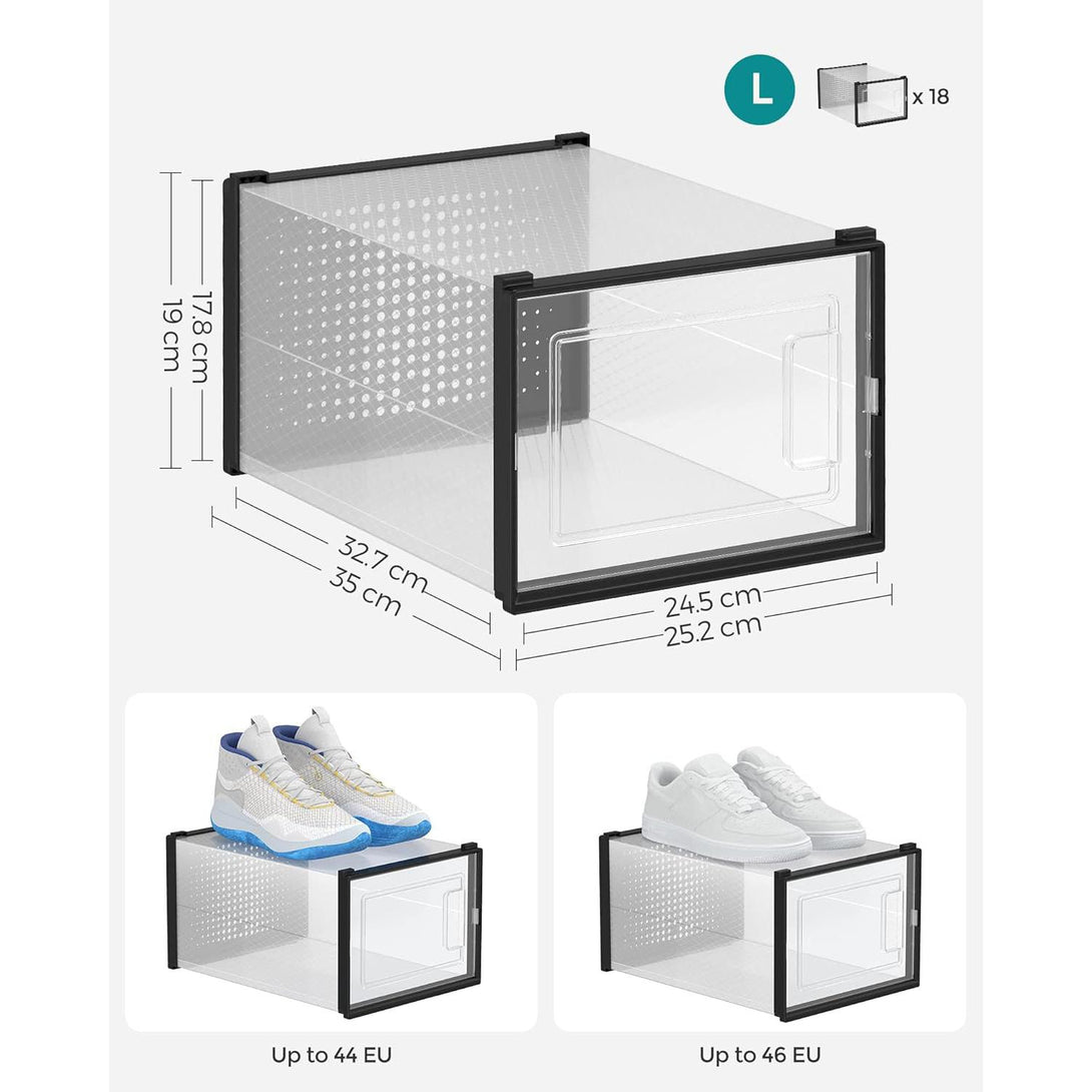 Set od 18 složivih kutija za cipele, dimenzije po kutiji 35 x 25,2 x 19 cm, crne | SONGMICS-Vasdom.hr