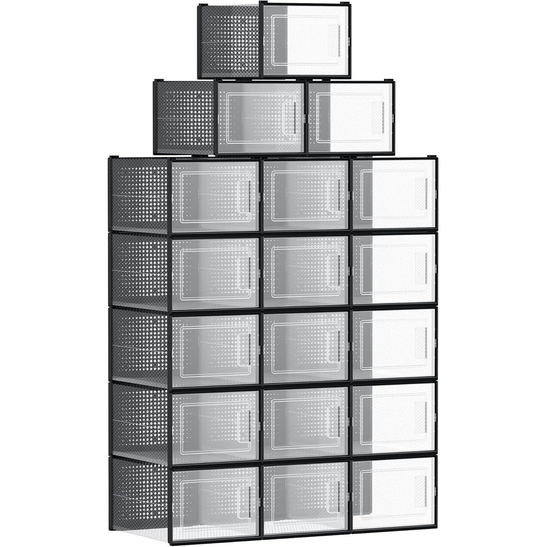 Set od 18 složivih kutija za cipele, dimenzije po kutiji 35 x 25,2 x 19 cm, crne | SONGMICS-Vasdom.hr