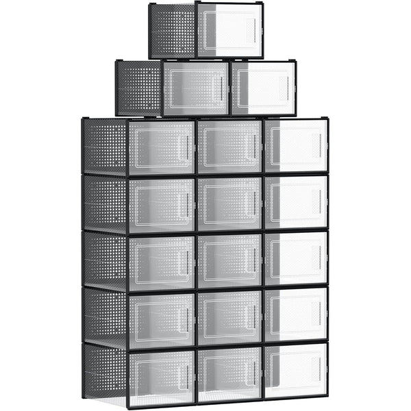 Set od 18 složivih kutija za cipele, dimenzije po kutiji 35 x 25,2 x 19 cm, crne | SONGMICS-Vasdom.hr
