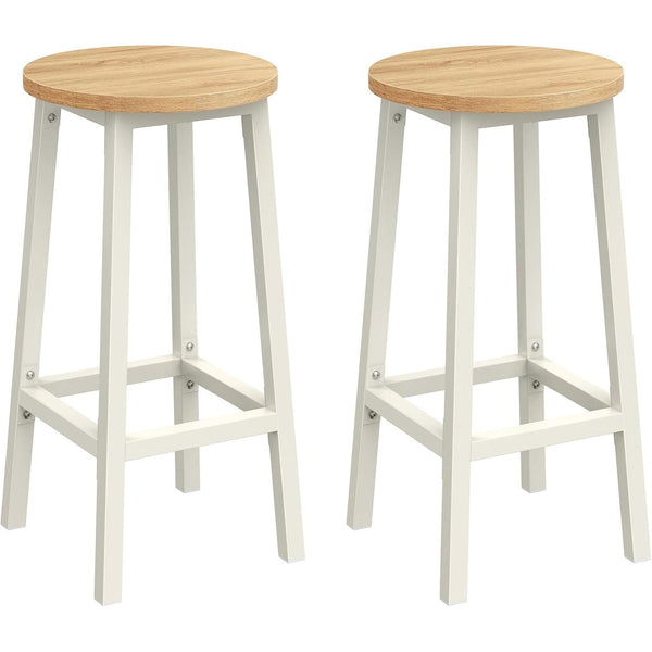 Set od 2 barske stolice, ‎32 x 32 x 65 cm, nosivosti do 100kg, bež i bijele boje | VASAGLE-Vasdom.hr