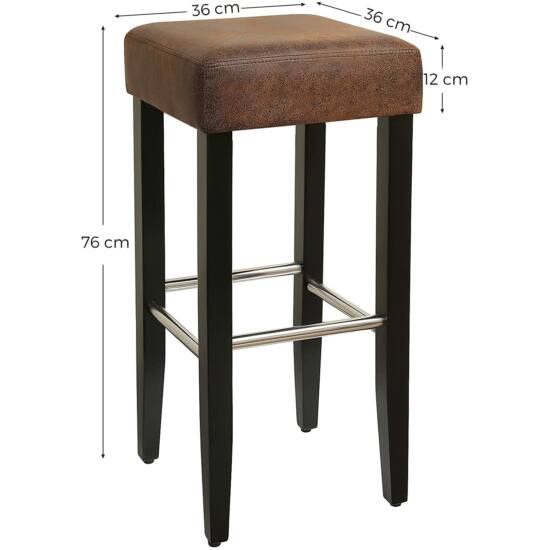 Set od 2 barske stolice bez naslona od umjetne kože, visine 76cm, smeđe | SONGMICS-Vasdom.hr
