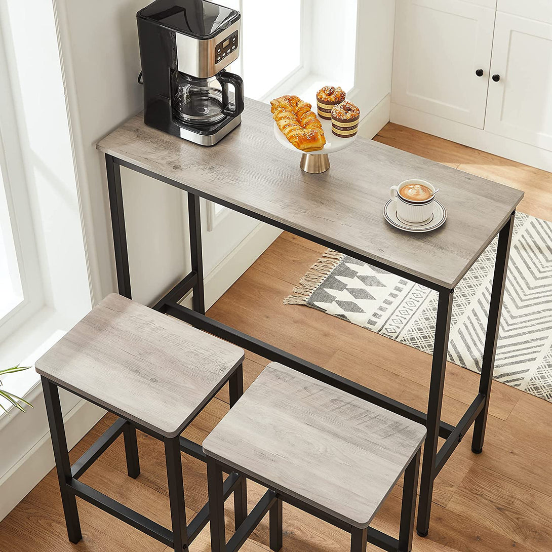 Set od 2 barske stolice, kuhinjske stolice 40 x 65 x 30 cm, sivo-crna | VASAGLE-Vasdom.hr