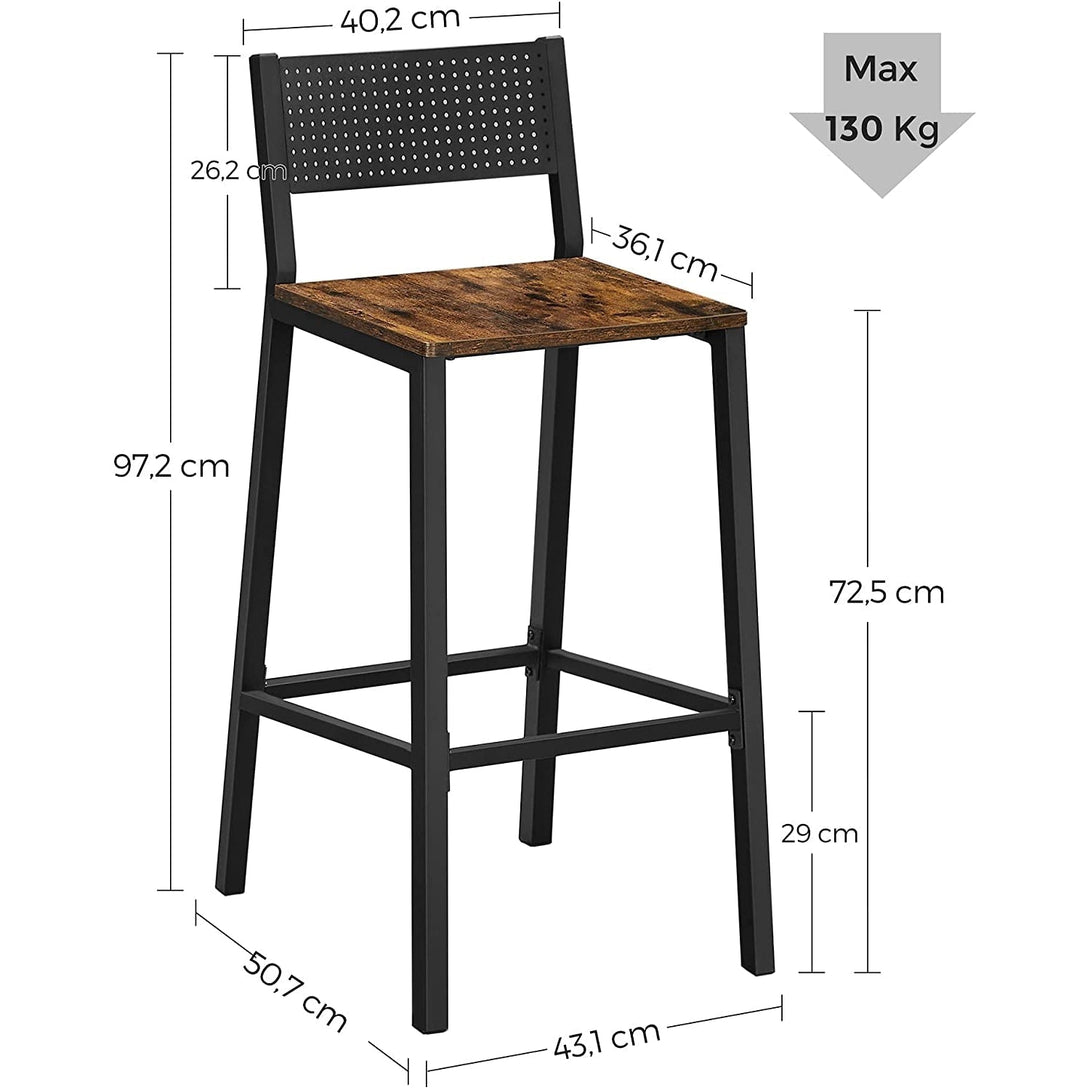 Set od 2 barske stolice, kuhinjske stolice, industrijski dizajn, vintage smeđe-crna | VASAGLE-Vasdom.hr