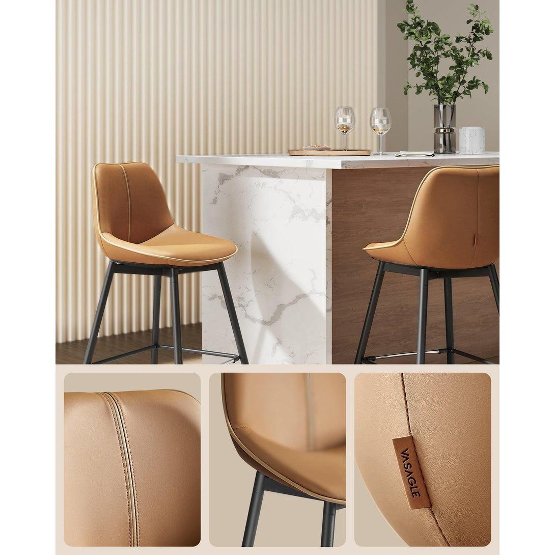 Set od 2 barske stolice s ergonomskim naslonom , visina sjedala 73 cm, smeđe | VASAGLE-Vasdom.hr