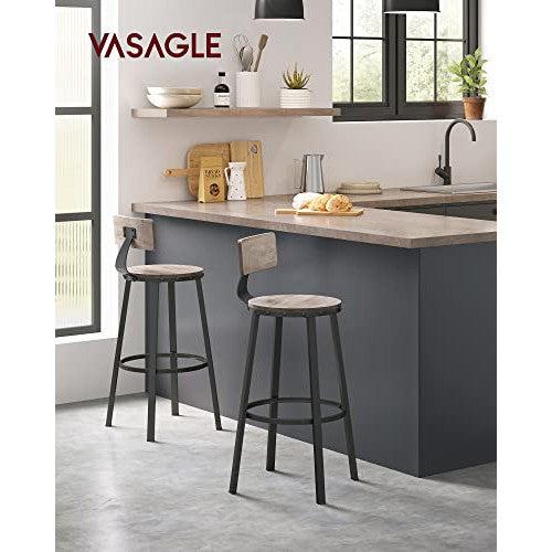 Set od 2 barske stolice s naslonima, visine 73 cm, smeđe i crne boje | VASAGLE-Vasdom.hr