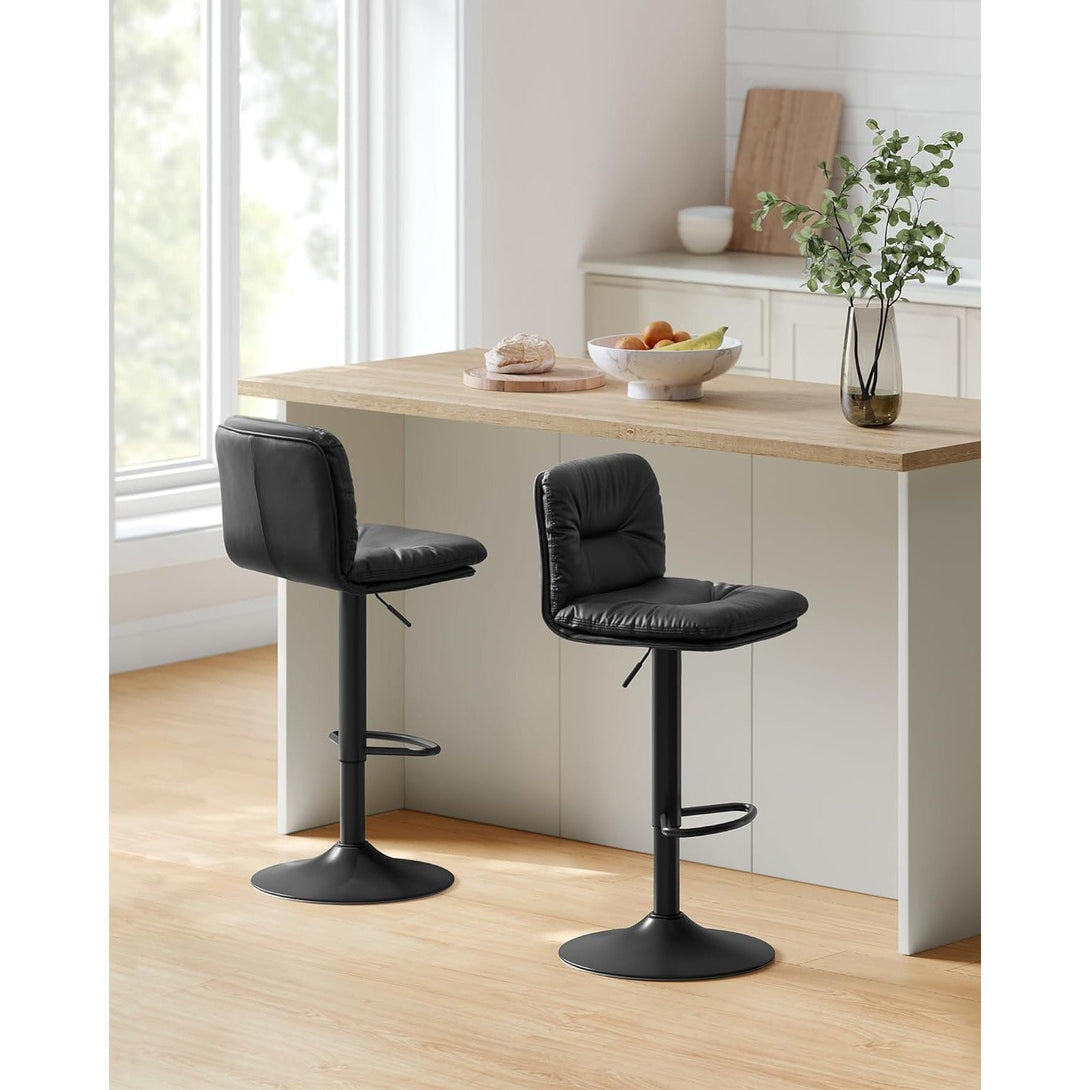 Set od 2 barske stolice s naslonom, podesive visine, 47 x 41 x (89–110) cm, crne | VASAGLE-Vasdom.hr