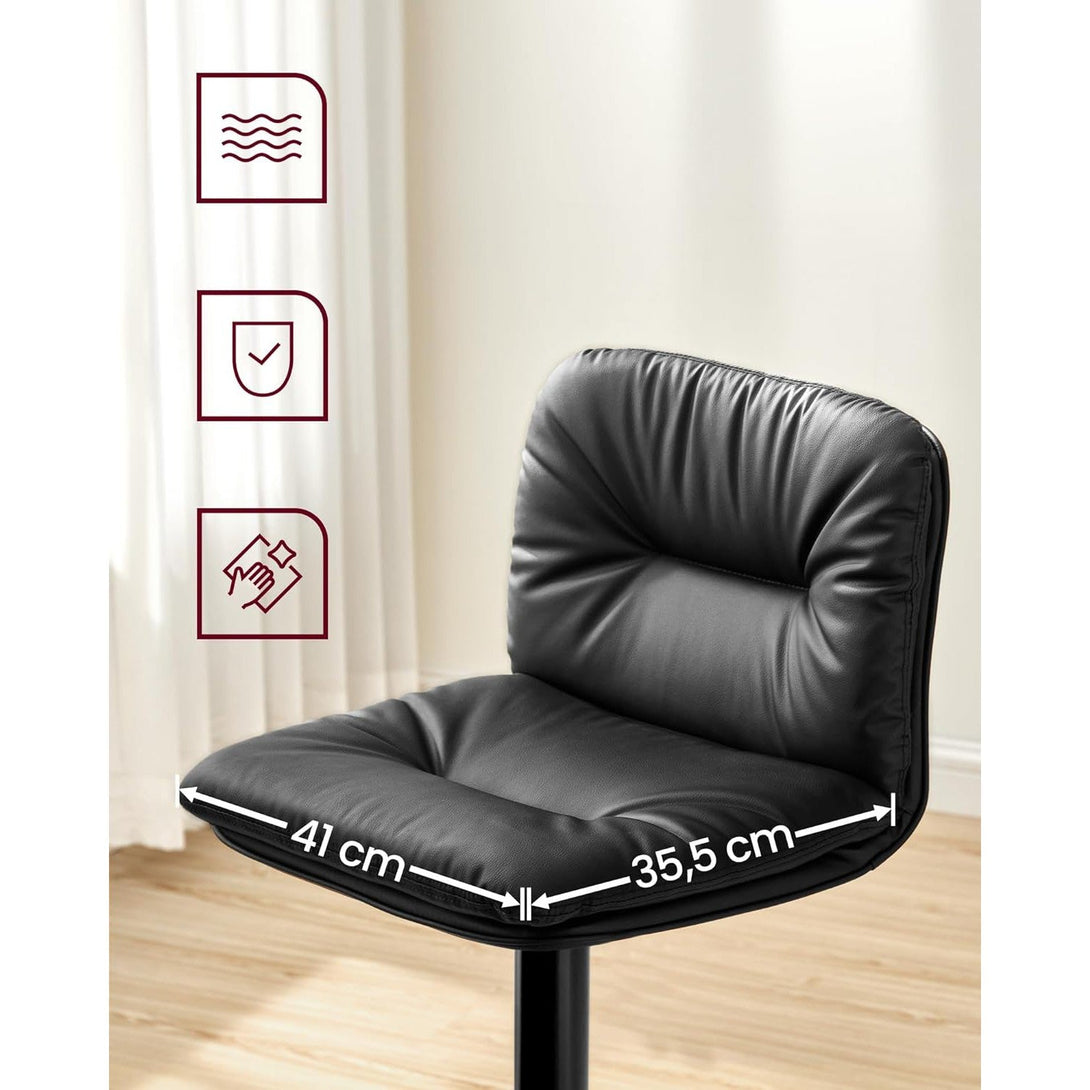 Set od 2 barske stolice s naslonom, podesive visine, 47 x 41 x (89–110) cm, crne | VASAGLE-Vasdom.hr