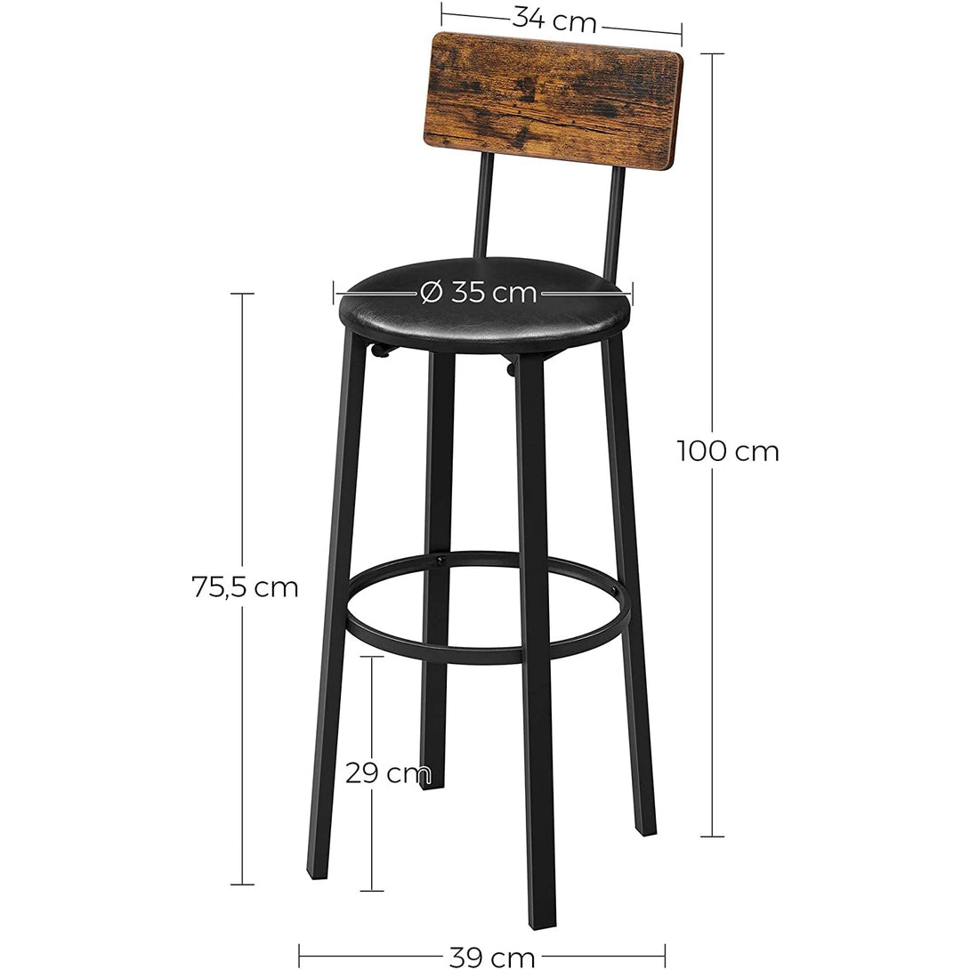 Set od 2 barske stolice s naslonom za noge, 39 x 100 x 39 cm, smeđa i crna | VASAGLE-Vasdom.hr