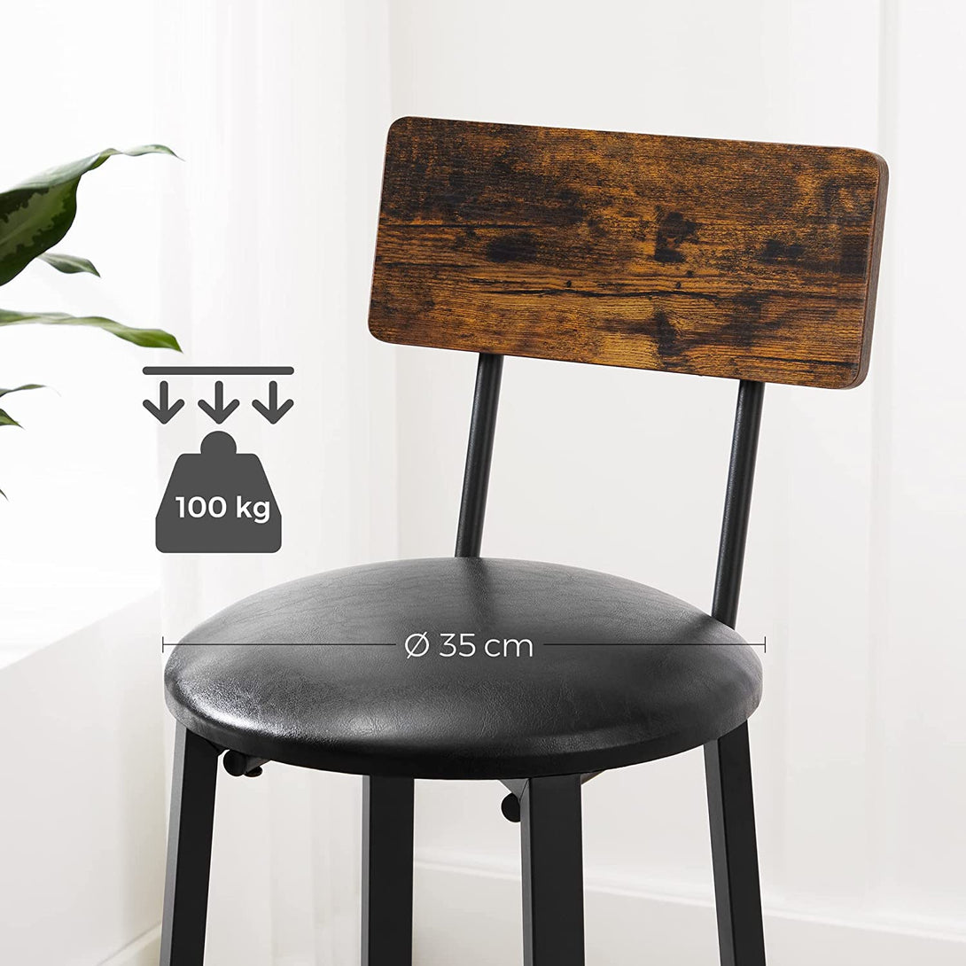 Set od 2 barske stolice s naslonom za noge, 39 x 100 x 39 cm, smeđa i crna | VASAGLE-Vasdom.hr