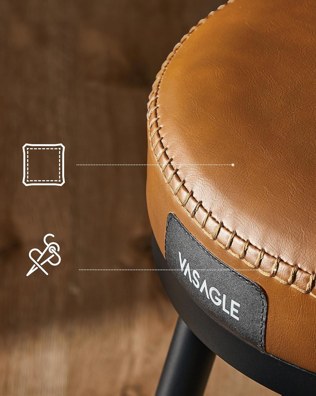 Set od 2 barske stolice sa naslonom, visine 65 cm, smeđe boje | VASAGLE-Vasdom.hr