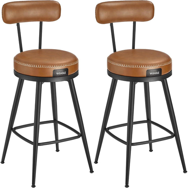 Set od 2 barske stolice sa naslonom, visine 65 cm, smeđe boje | VASAGLE-Vasdom.hr