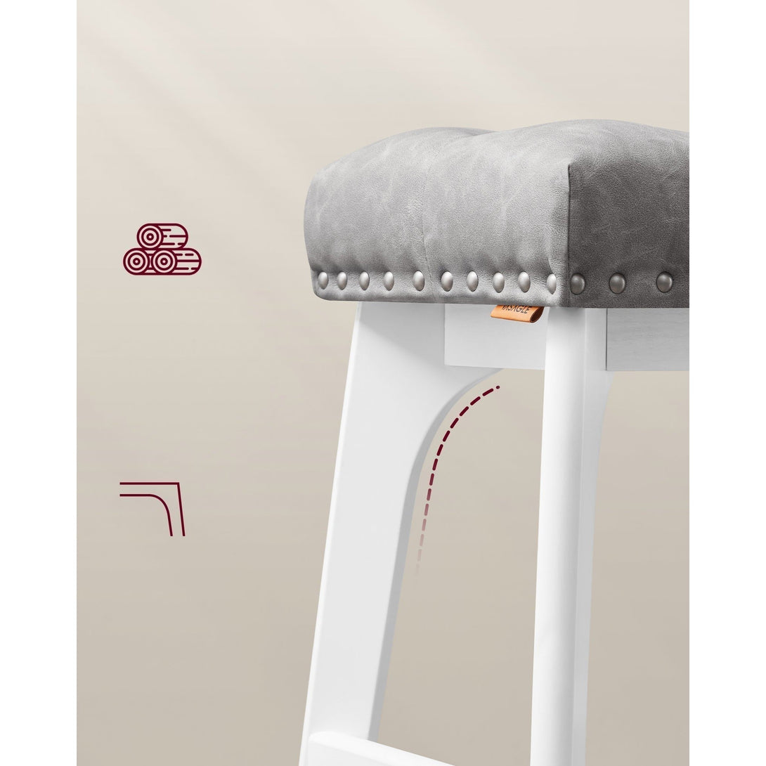 Set od 2 barske stolice visine 66 cm s tapeciranim sjedalom, sivo-bijele | VASAGLE-Vasdom.hr