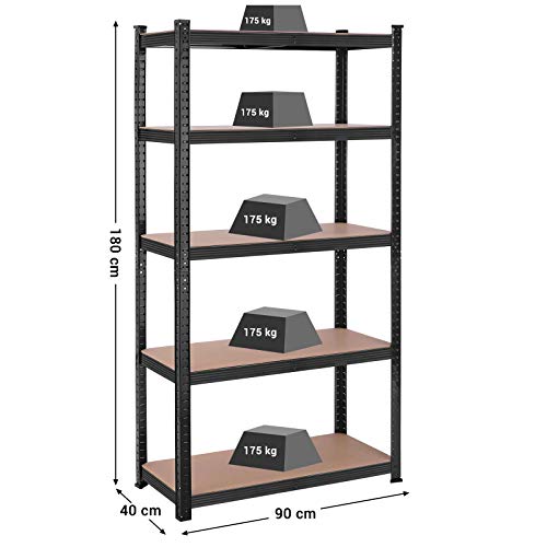 Set od 2 metalne police na 5 razina, nosivosti 875kg ,40 x 90 x 180 cm, crne | SONGMICS-Vasdom.hr