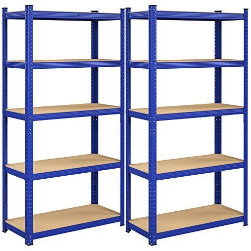 Set od 2 metalne police na 5 razina, nosivosti 875kg ,40 x 90 x 180 cm, plave | SONGMICS-Vasdom.hr