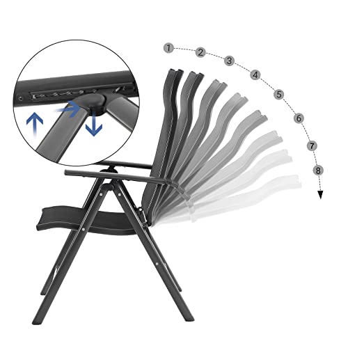 Set od 2 sklopive vrtne stolice, naslon za leđa s 8 podesivih razina, crne | SONGMICS-Vasdom.hr