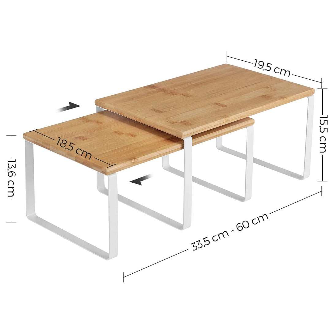 Set od 2 stalka od bambusa za začine, kuhinjskih polica na izvlačenje, bijela | SONGMICS-Vasdom.hr