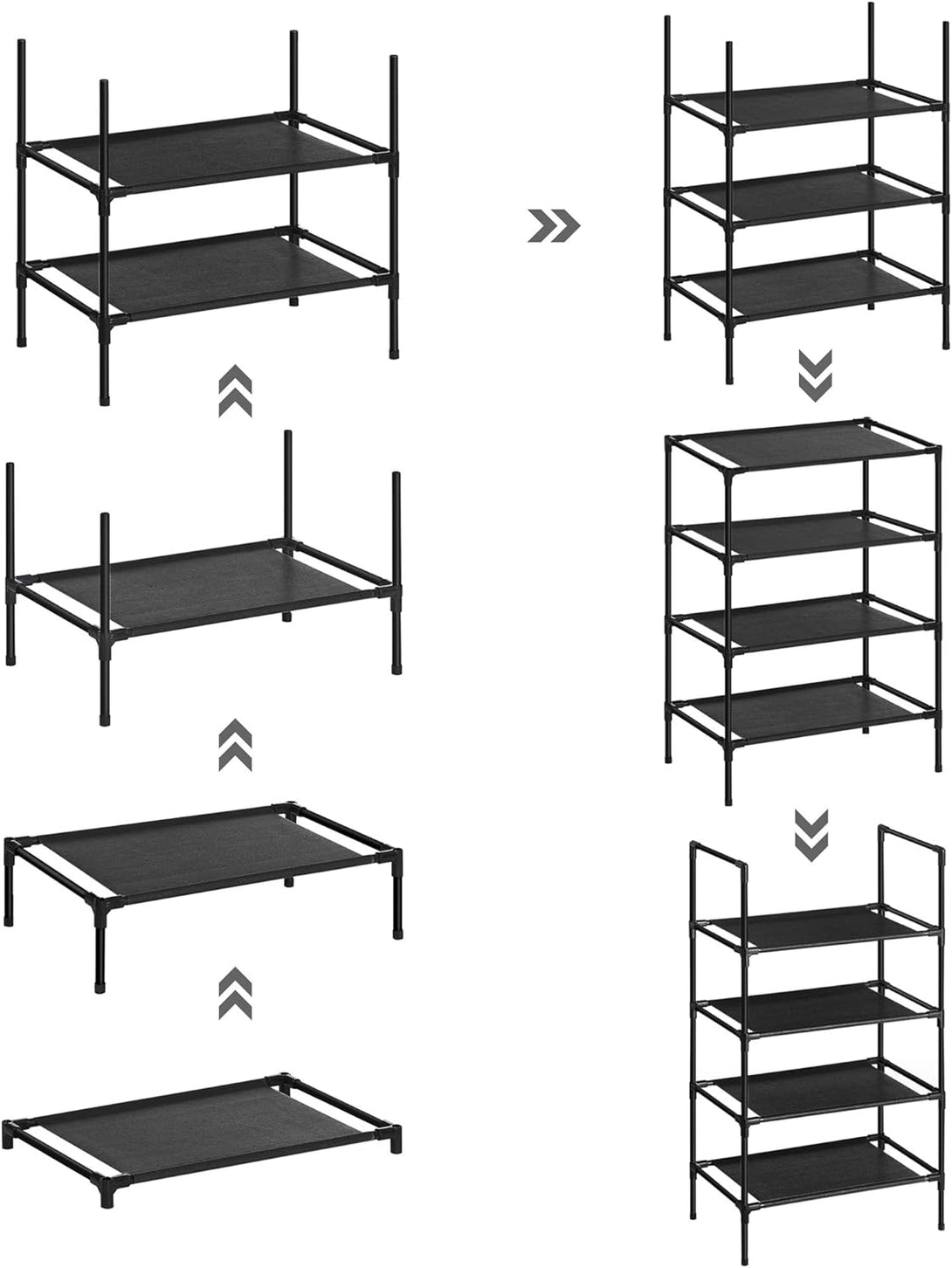 Set od 2 stalka za cipele s 4 razine, 28 x 45 x 80 cm, crne boje | SONGMICS-Vasdom.hr
