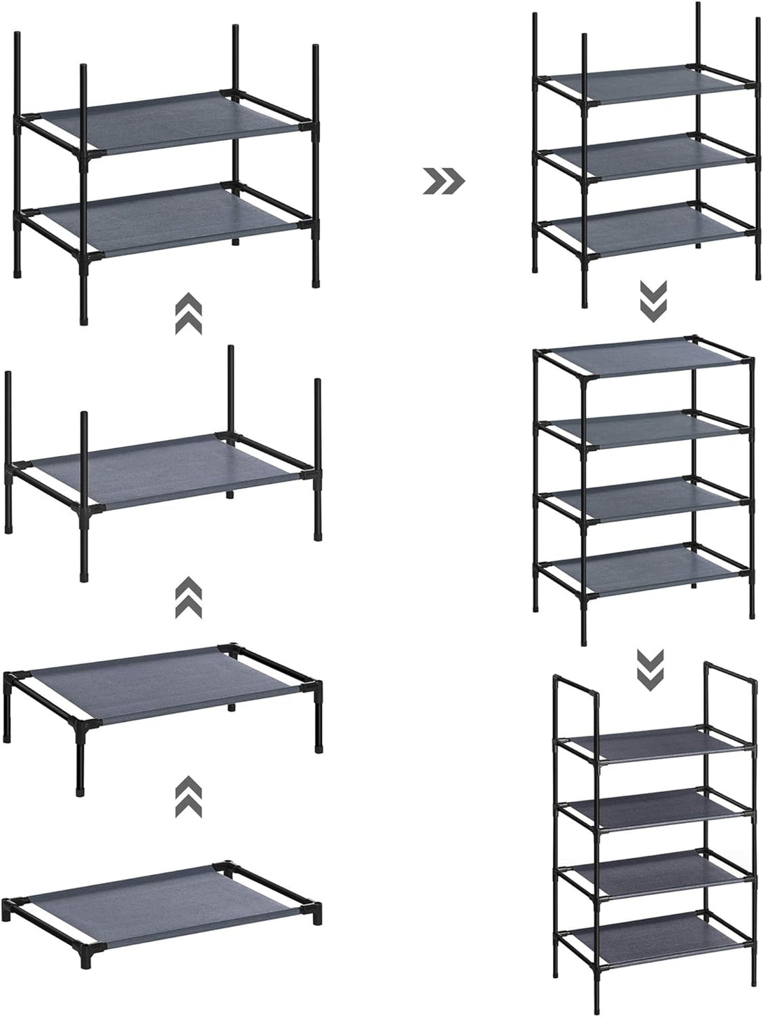 Set od 2 stalka za cipele s 4 razine, 28 x 45 x 80 cm, sive boje | SONGMICS-Vasdom.hr