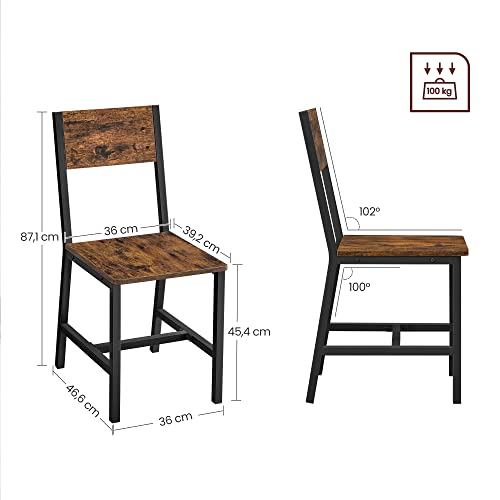 Set od 2 stolice za blagovaonu, 36 x 46,6 x 87,1 cm, rustikalna smeđa i crna | VASAGLE-Vasdom.hr