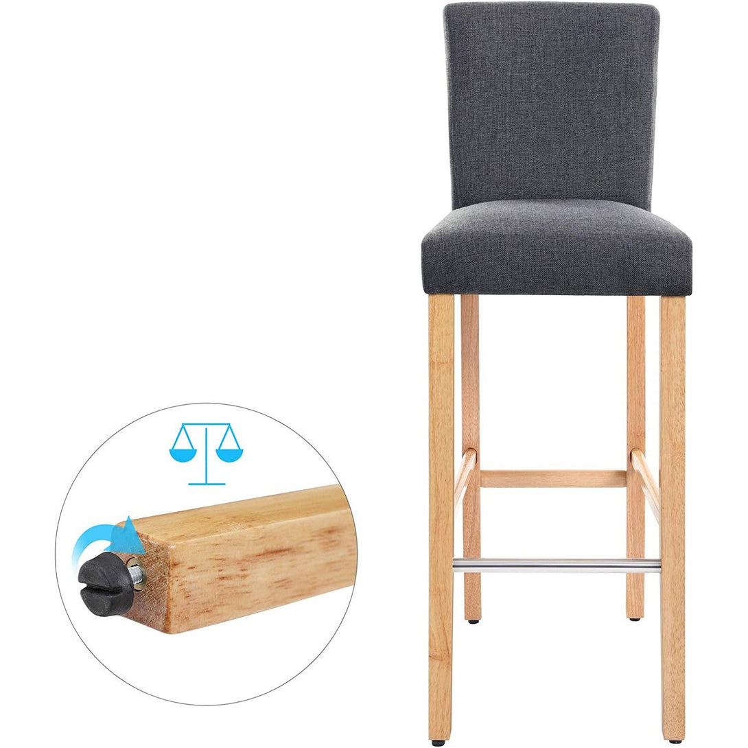 Set od 2 tapecirane barske stolice s naslonom, tamno sive | SONGMICS-Vasdom.hr